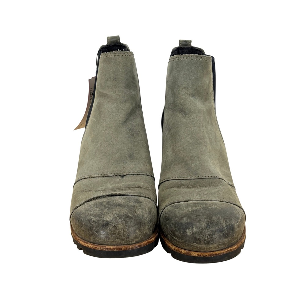 Sorel Lea Wedge Quarry Grey Leather Chelsea Ankle Boots NL2704-089 Womens 7 - Picture 6 of 6